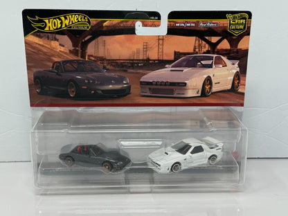 Hot Wheels Premium 2004 Mazda Miata & Mazda RX7 FC Pandem 2 Pack 1:64 Diecast