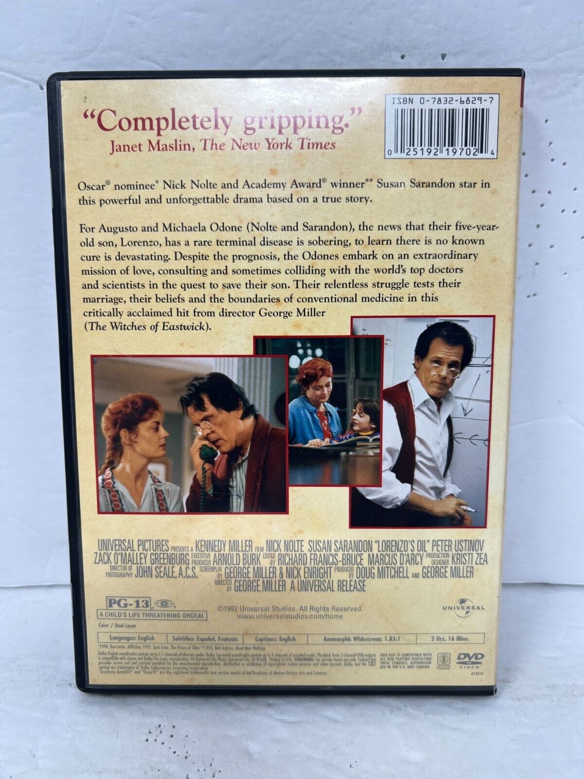 Lorenzo's Oil (DVD) Drama Good Condition!!!