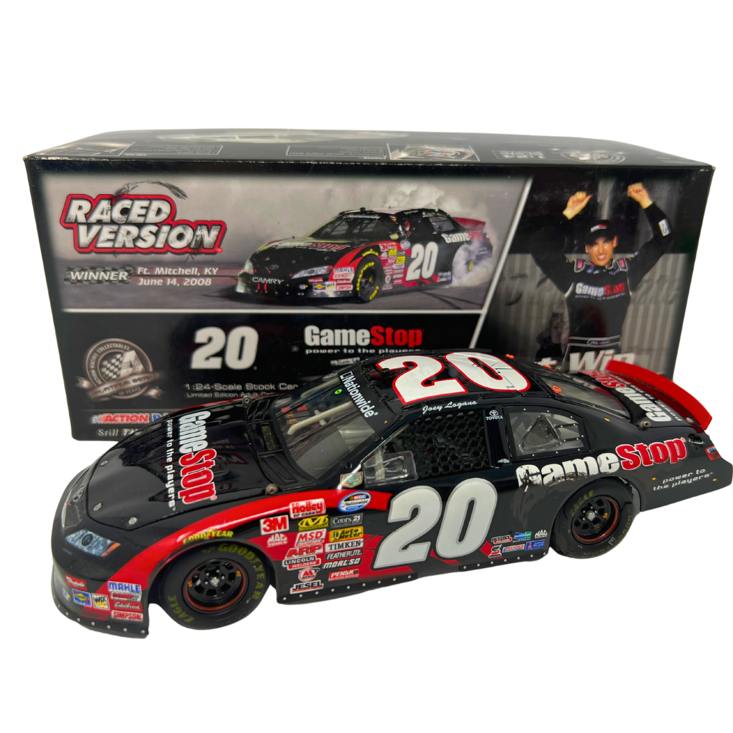 Action Nascar #20 Joey Logano Gamestop Kentucky Raced Win 2008 1:24 Diecast