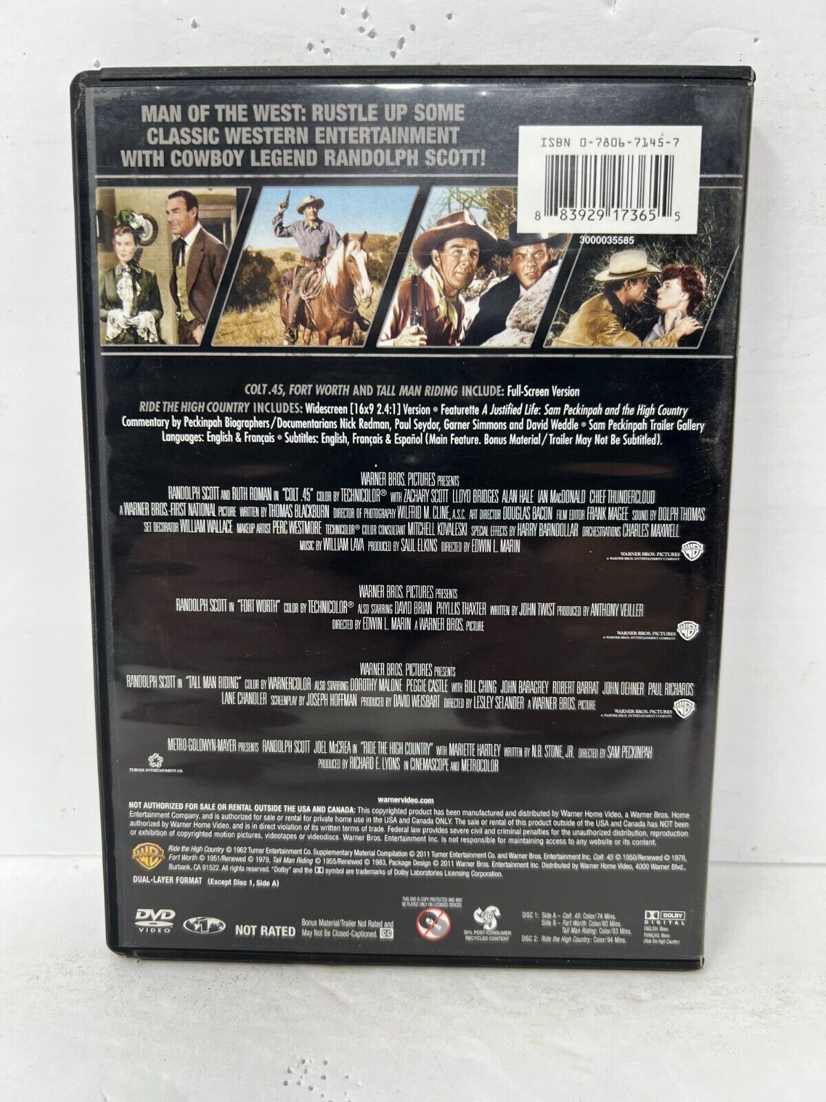 4 Film Favorites: Randolph Scott Collection (DVD) Western Good Condition!!!