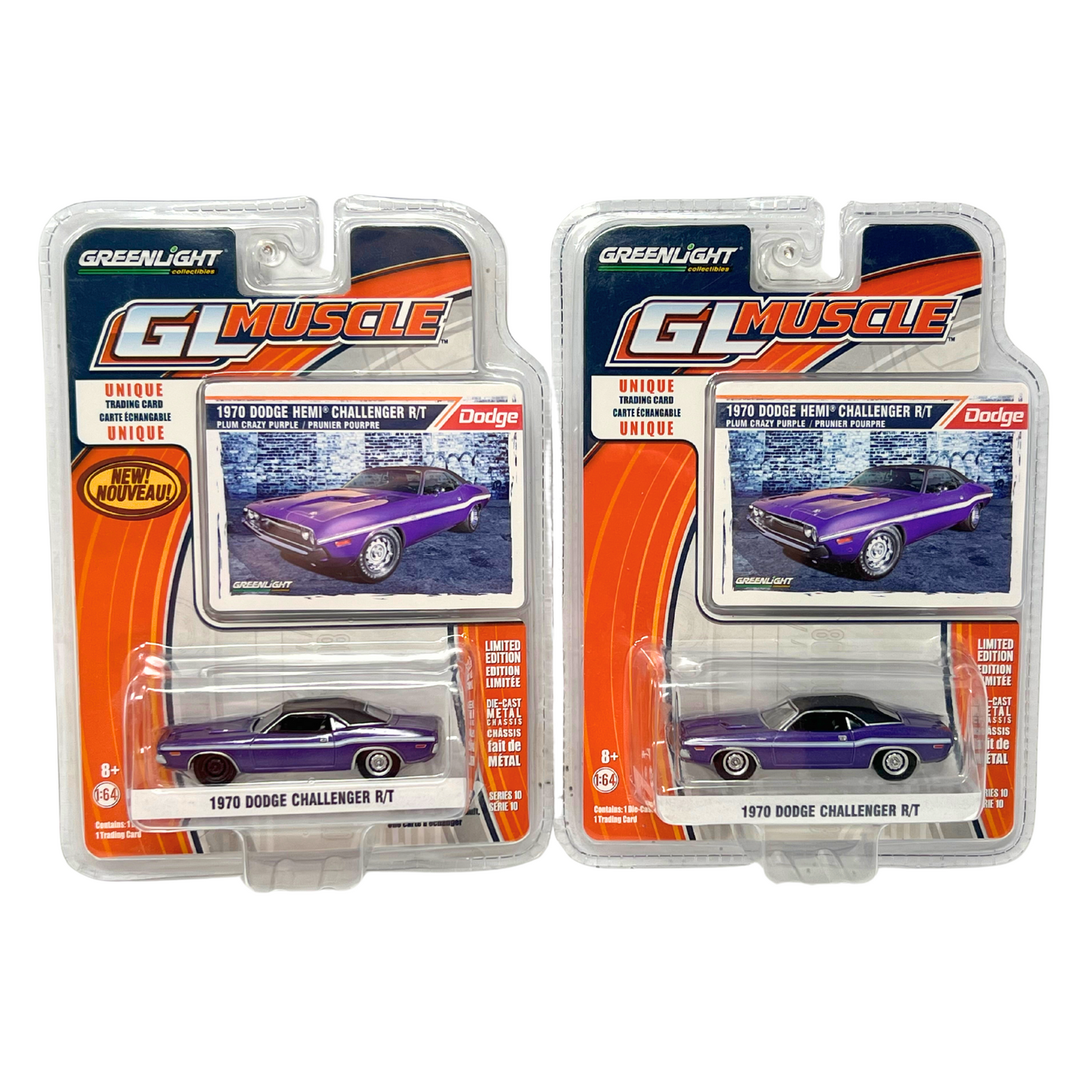 Greenlight GL Muscle 1970 Dodge Challenger RT 2 Pack Reg & Variant 1:64 Diecast