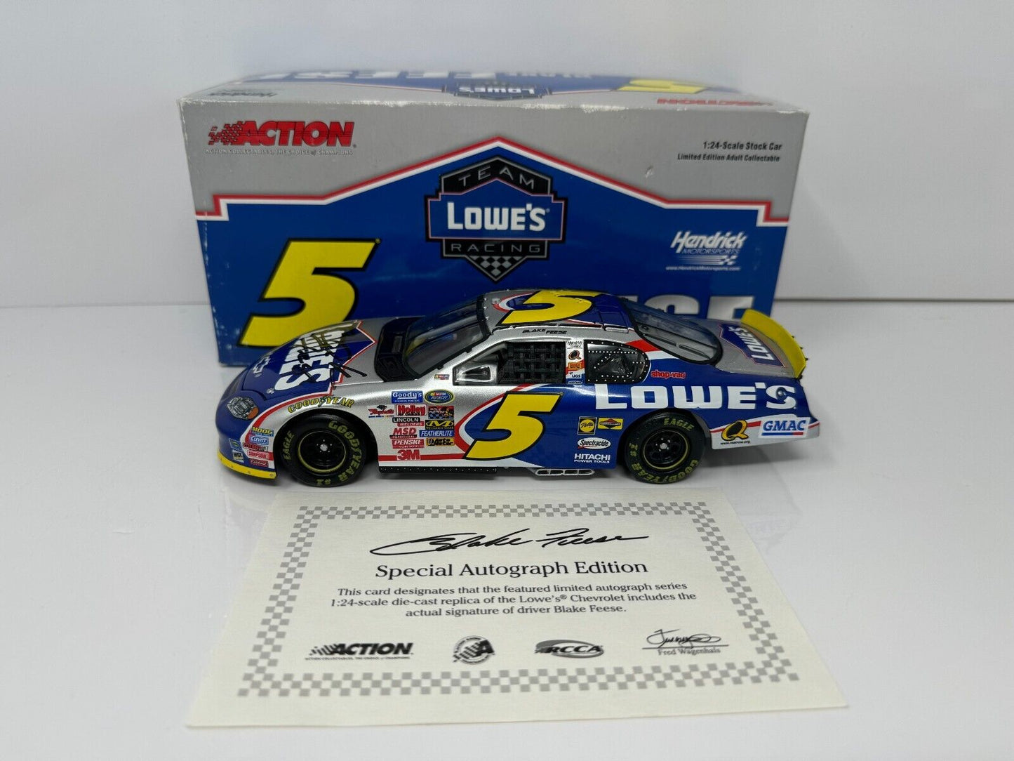 Action Nascar #5 Blake Feese Lowe's 2005 Monte Carlo AUTOGRAPHED 1:24 Diecast