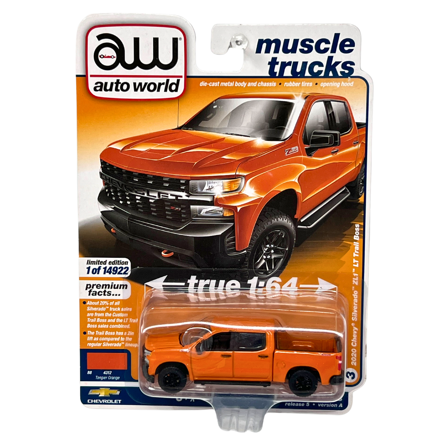 Auto World Muscle Trucks 2020 Chevy Silverado ZL1 LT Trail Boss 1:64 Diecast V. A