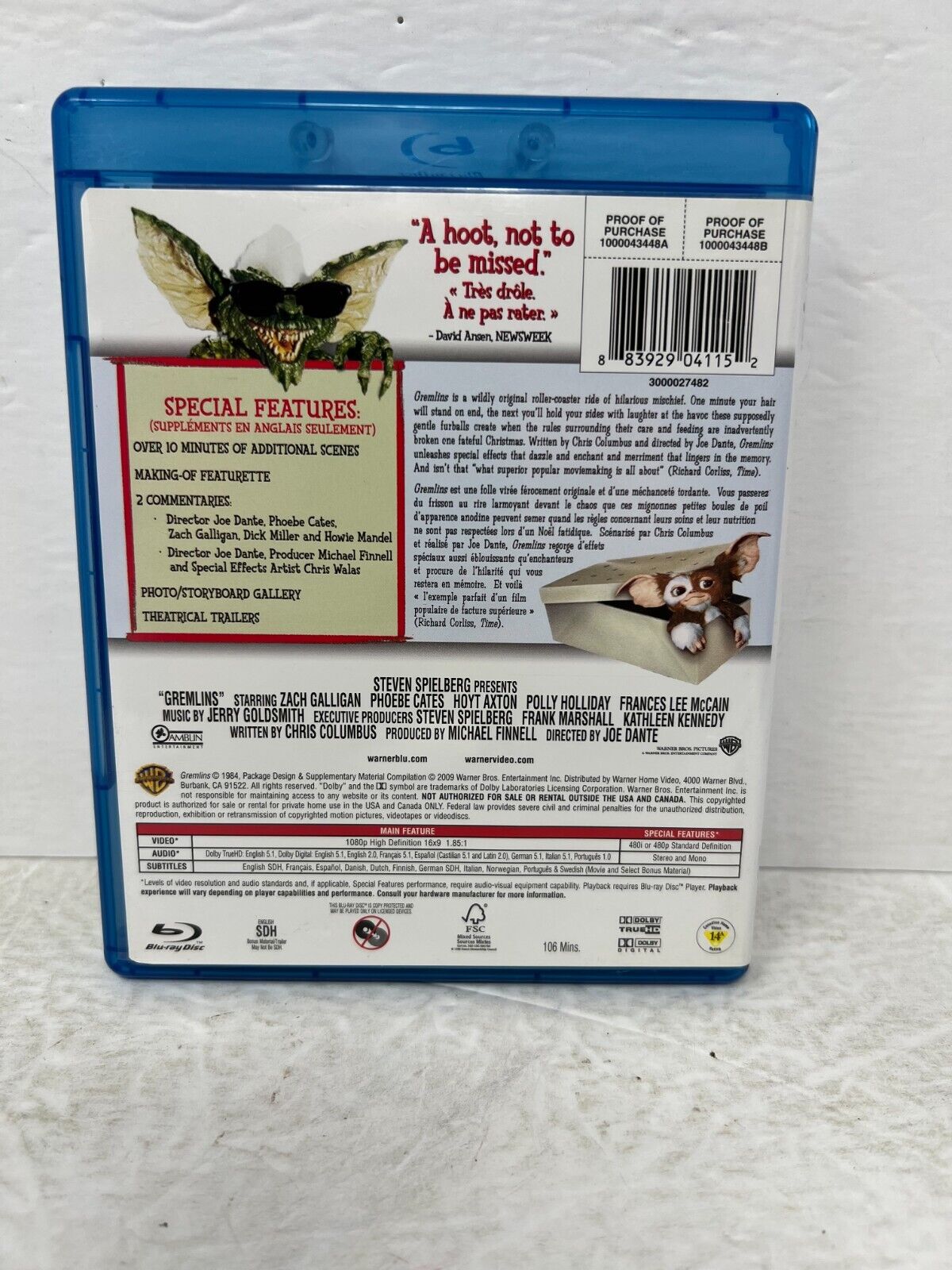 Gremlins (Blu-ray) Horror Steven Spielberg Good Condition!!!