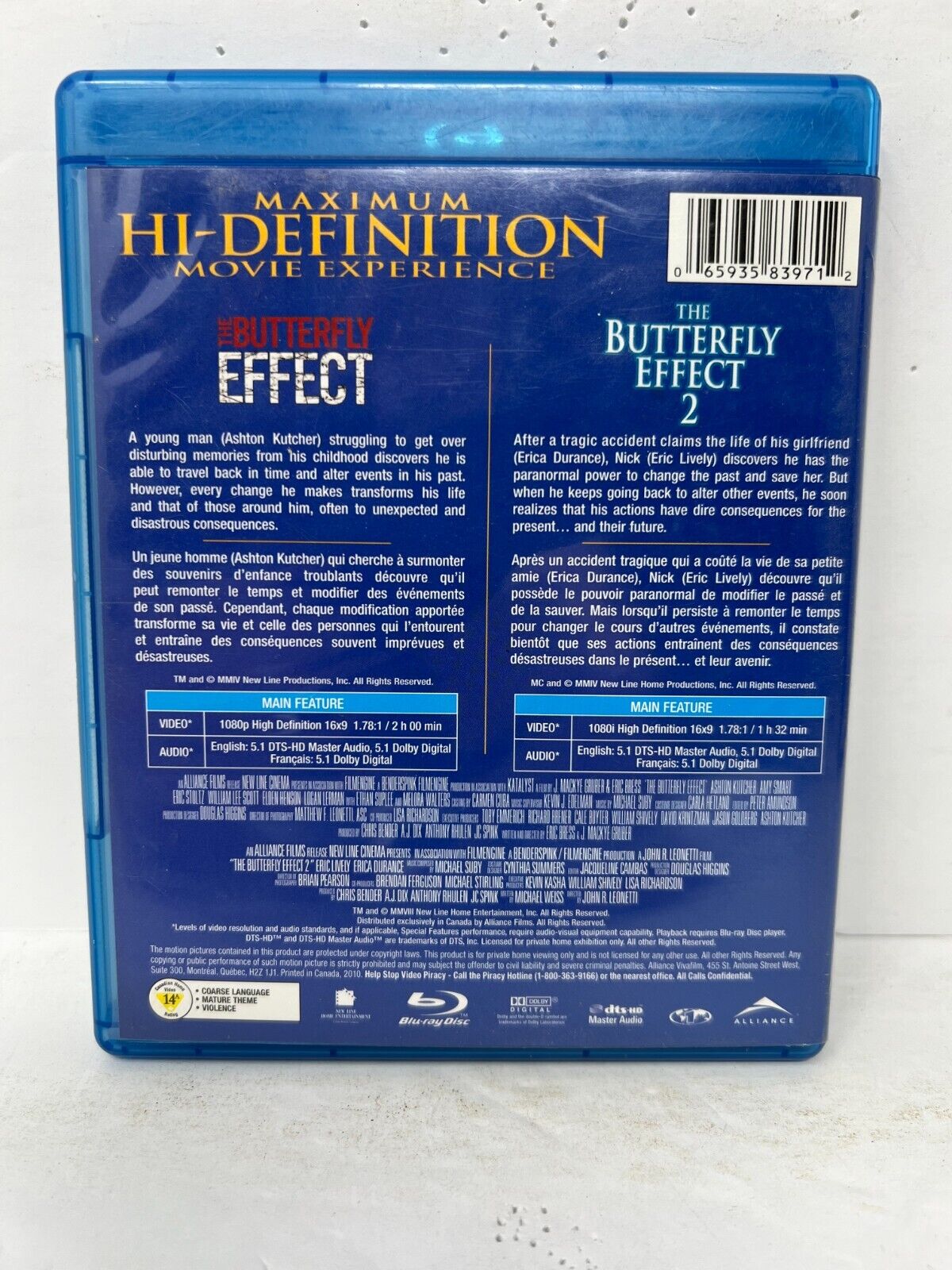 The Butterfly Effect / The Butterfly Effect 2 (Blu-ray) Sci-Fi Good Condition!!!