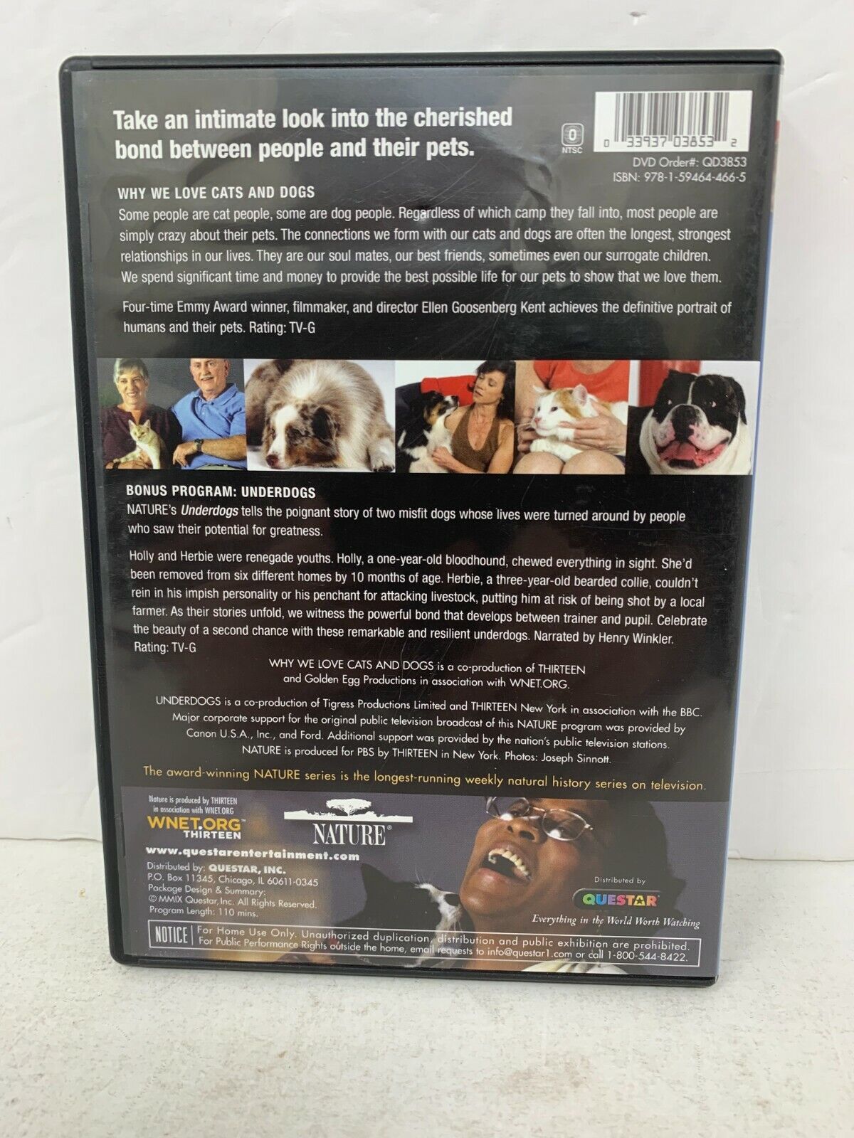 Nature Why We Love Cats and Dogs (DVD) Documentary Good Condition!!!