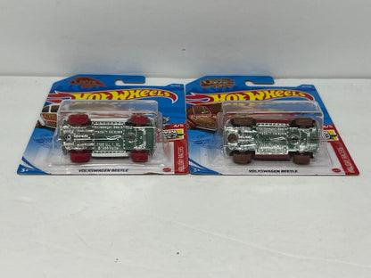 Hot Wheels Holiday Racers Volkswagen Beetle 1:64 Diecast Lot of 2