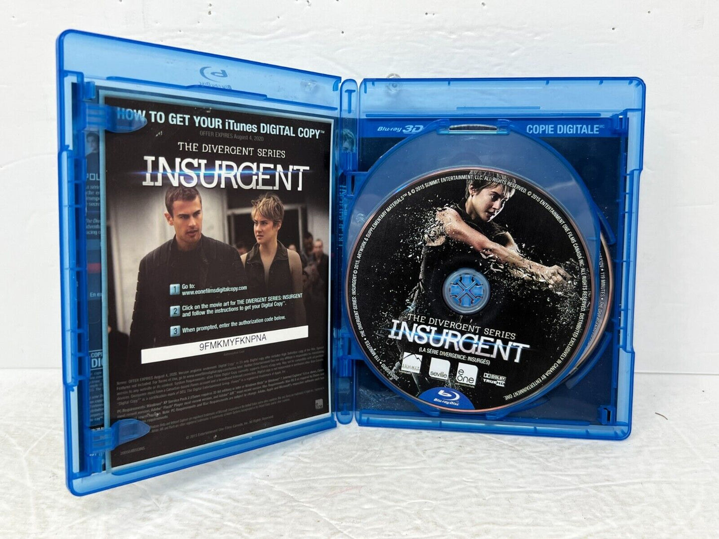 The Divergent Series Insurgent (Blu-ray 3D) Sci-Fi Good Condition!!!