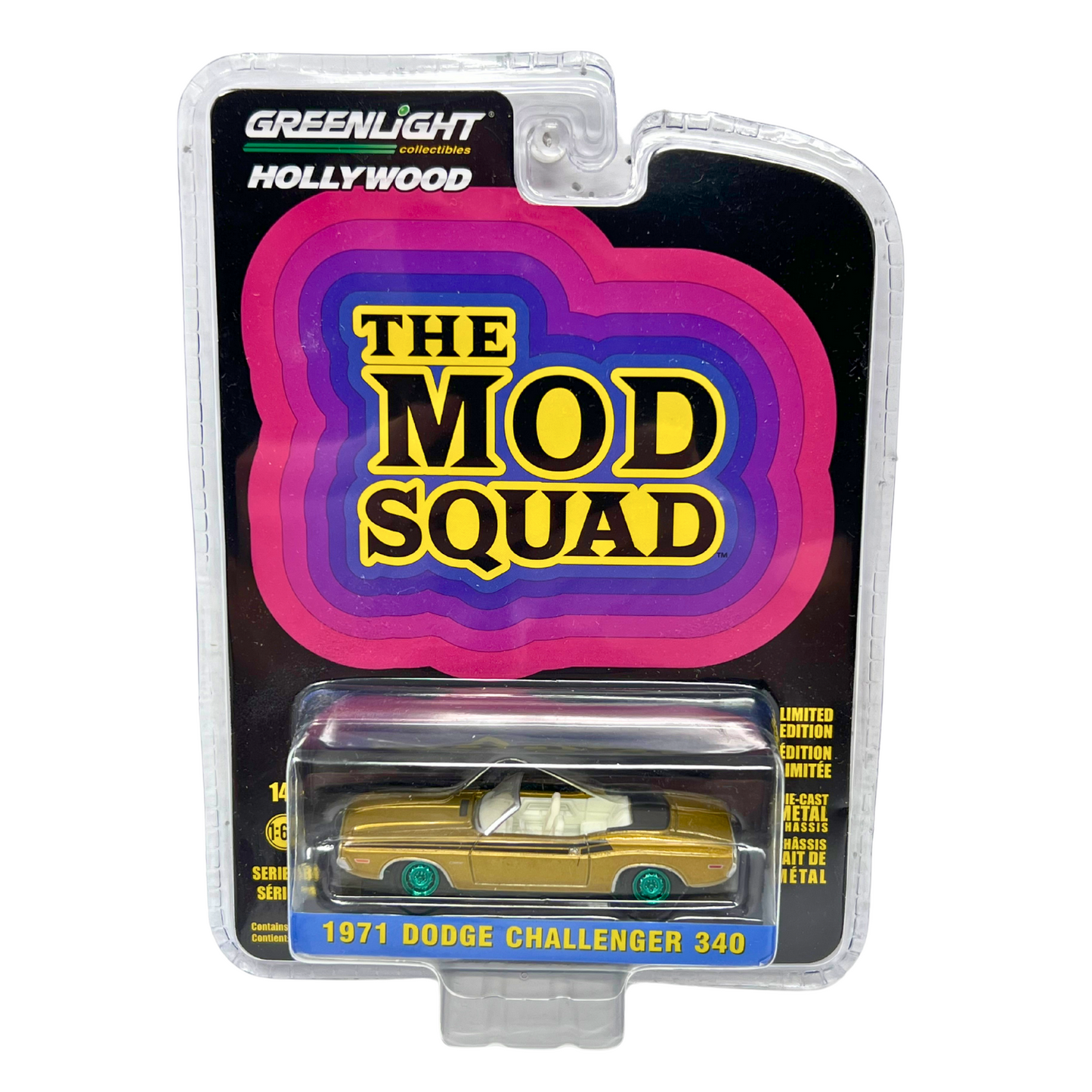 Greenlight Hollywood Mod Squad 1971 Dodge Challenger GREEN MACHINE 1:64 Diecast