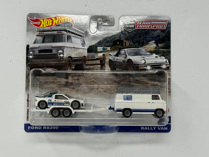 Hot Wheels Premium Team Transport #33 Ford RS200 & Rally Van 1:64 Diecast