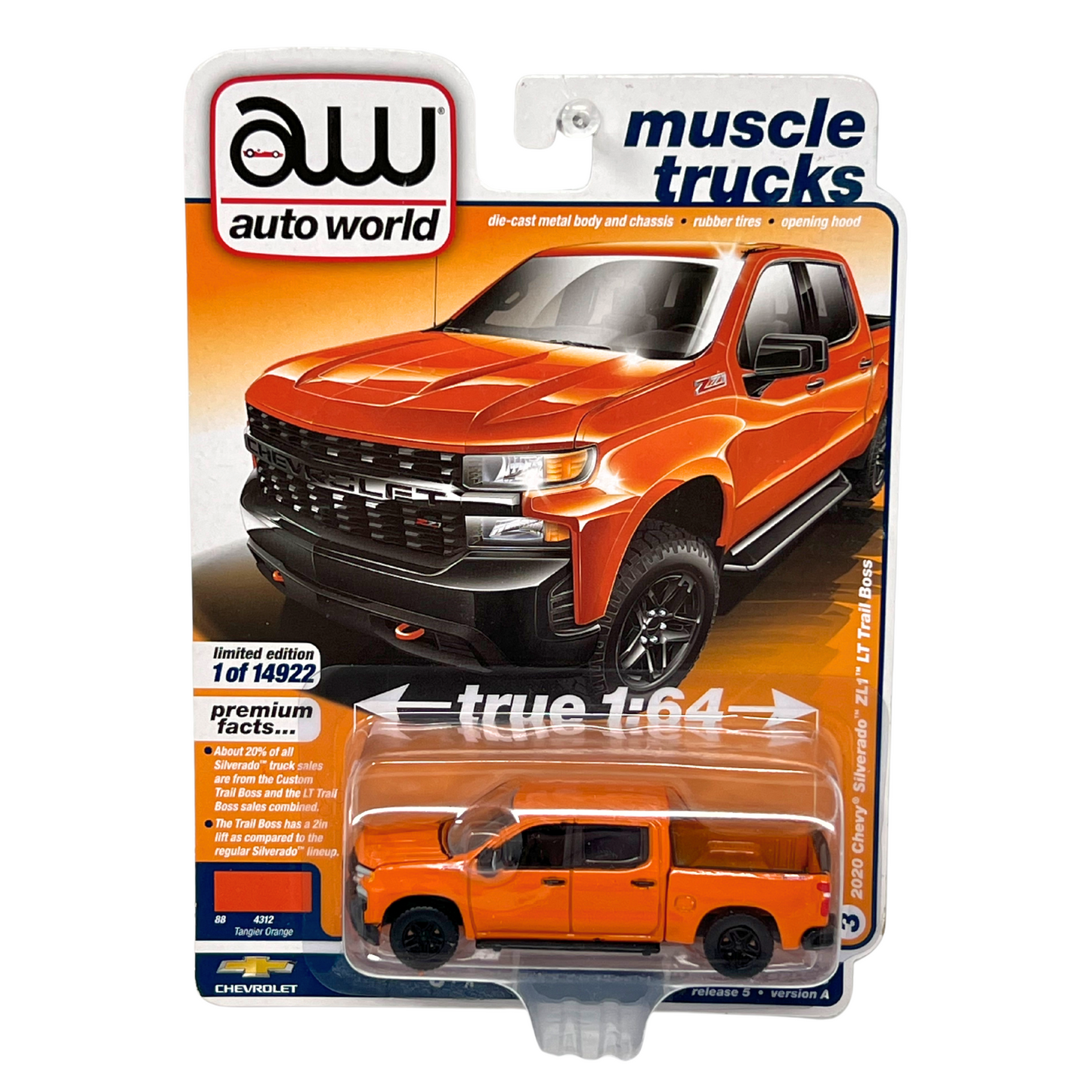 Auto World Muscle Trucks 2020 Chevy Silverado ZL1 LT Trail Boss 1:64 Diecast VA V