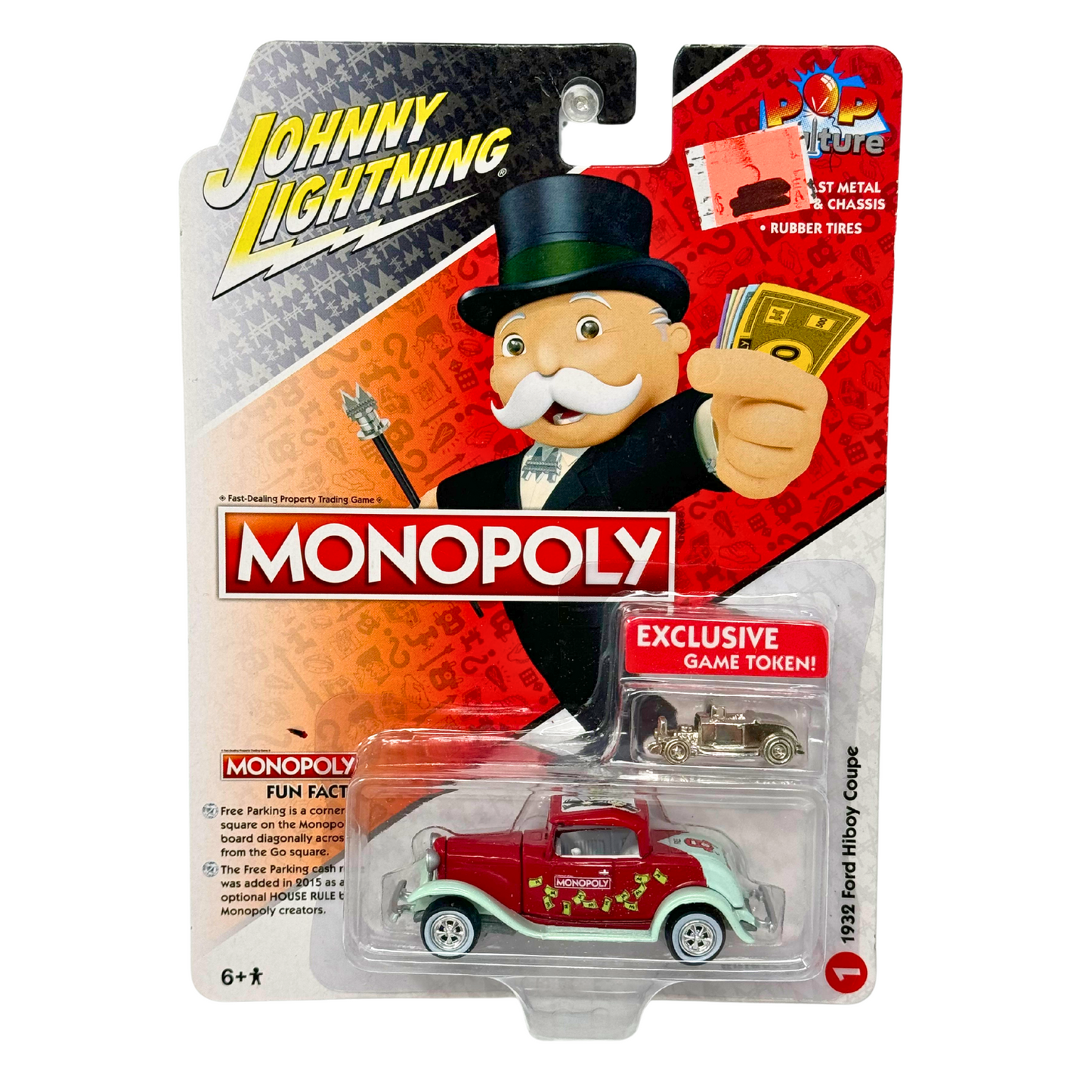 Johnny Lightning Monopoly 1932 Ford Hiboy Coupe 1:64 Diecast with Bonus Token