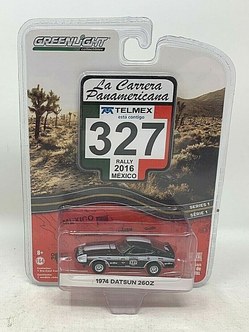 Greenlight 1974 Datsun 260z La Carrera Panamericana 327 Rally  1:64 Diecast