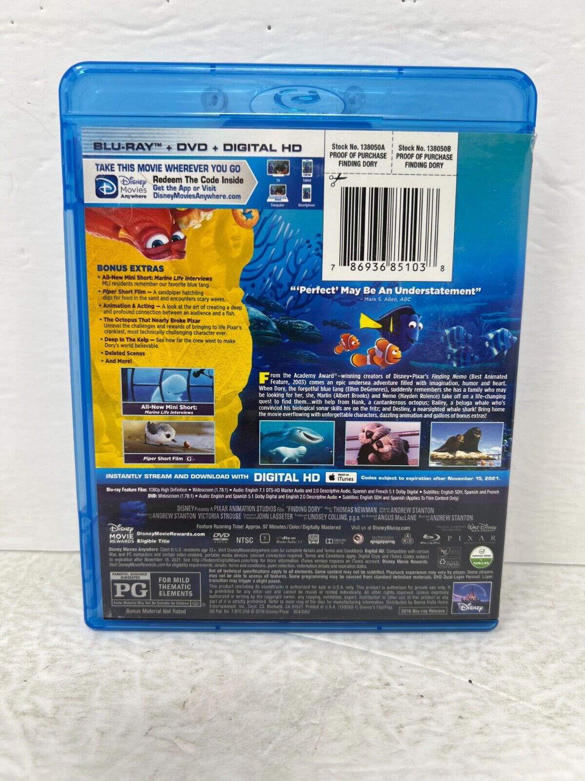 Finding Dory (Blu-ray) Disney Pixar Good Condition!!!