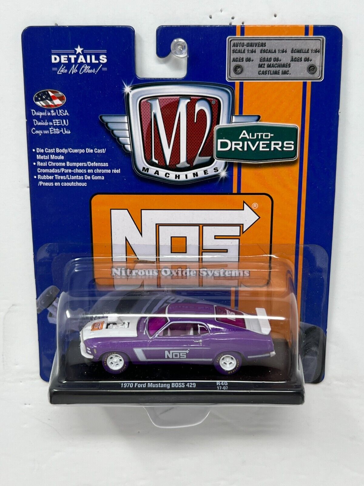 M2 Machines Auto-Drivers NOS 1970 Ford Mustang Boss 429 CHASE 1:64 Diecast
