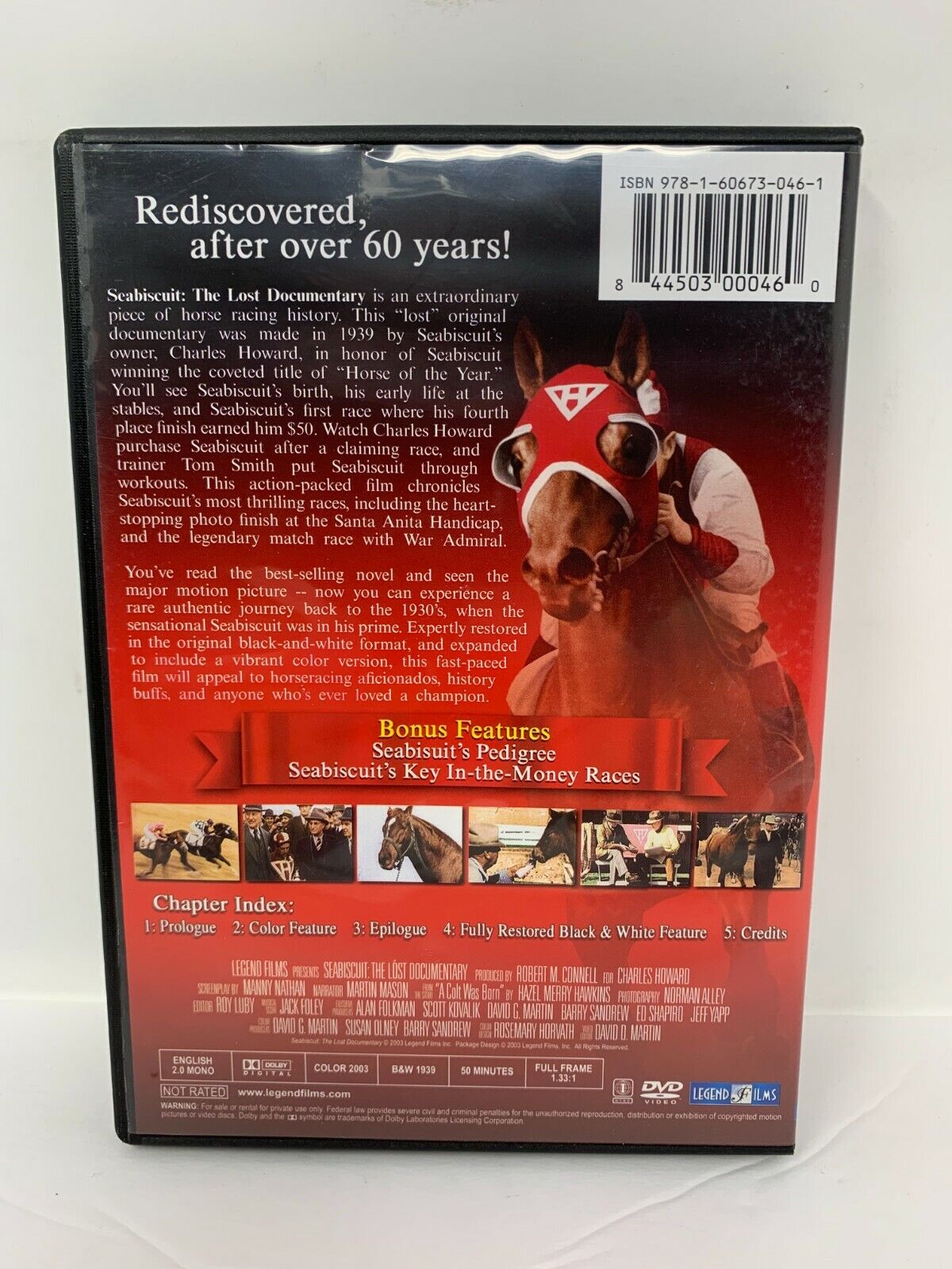 Seabiscuit The Lost Documentary (DVD) Good Condition!!!