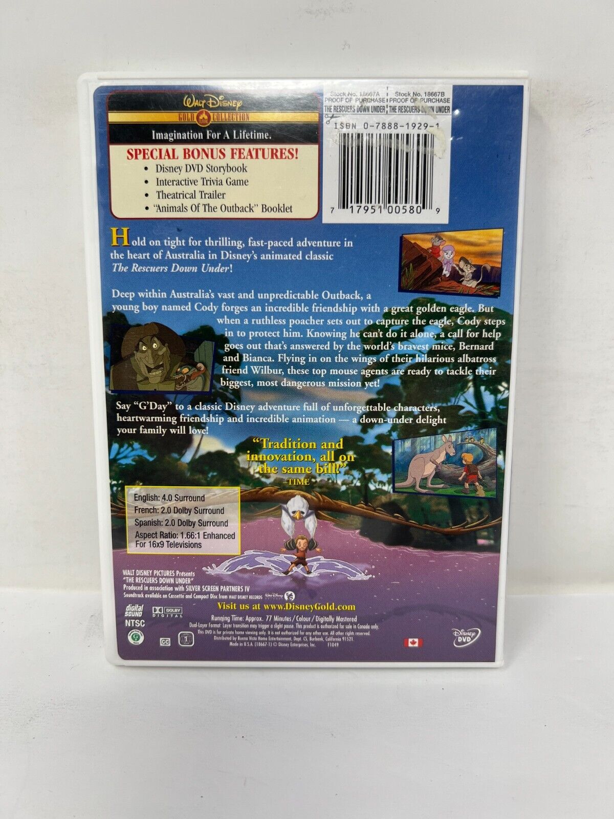 Disney The Rescuers Down Under (DVD) Good Condition!!!