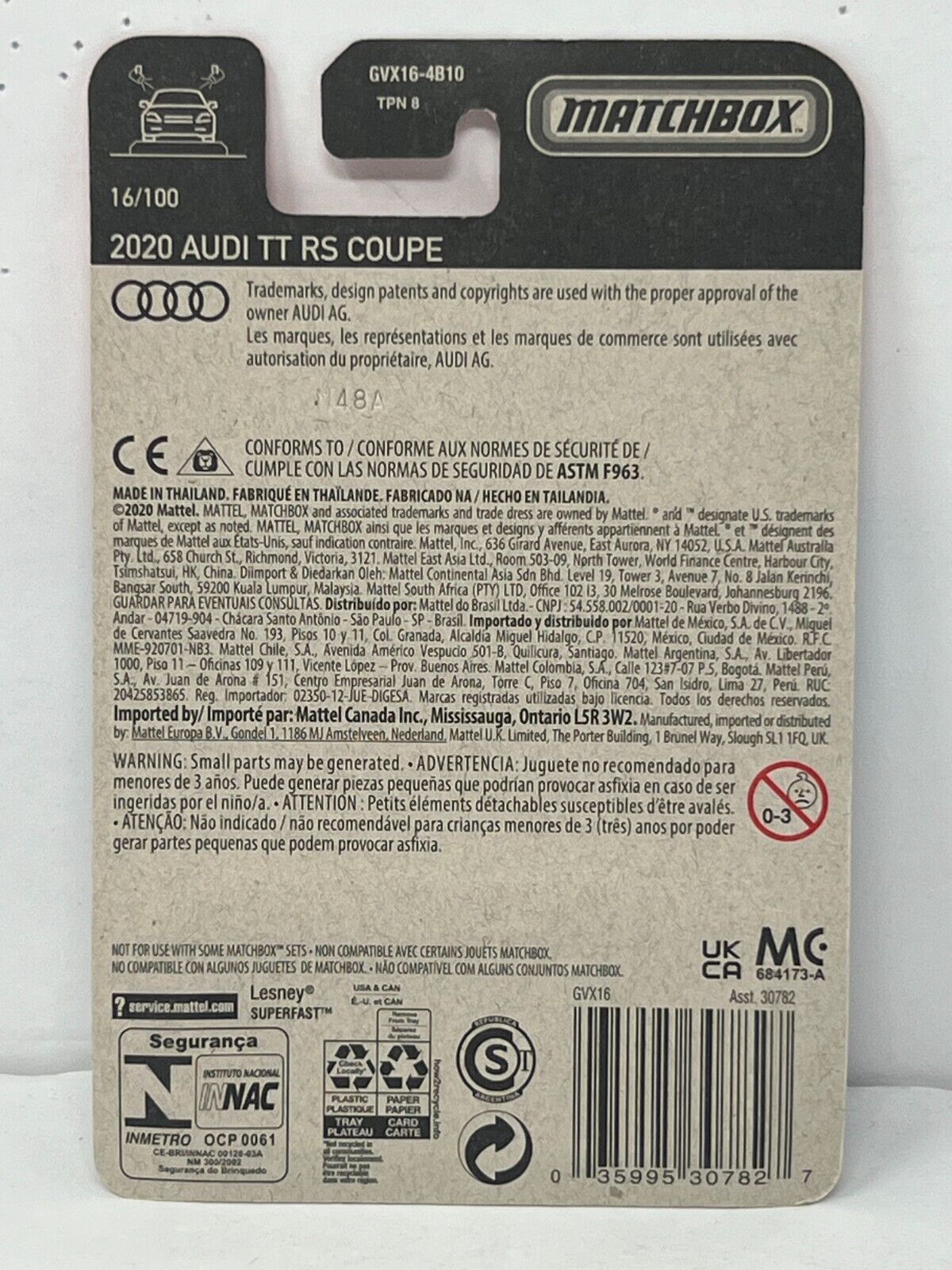 Matchbox 2020 Audi TT RS Coupe 1:64 Diecast