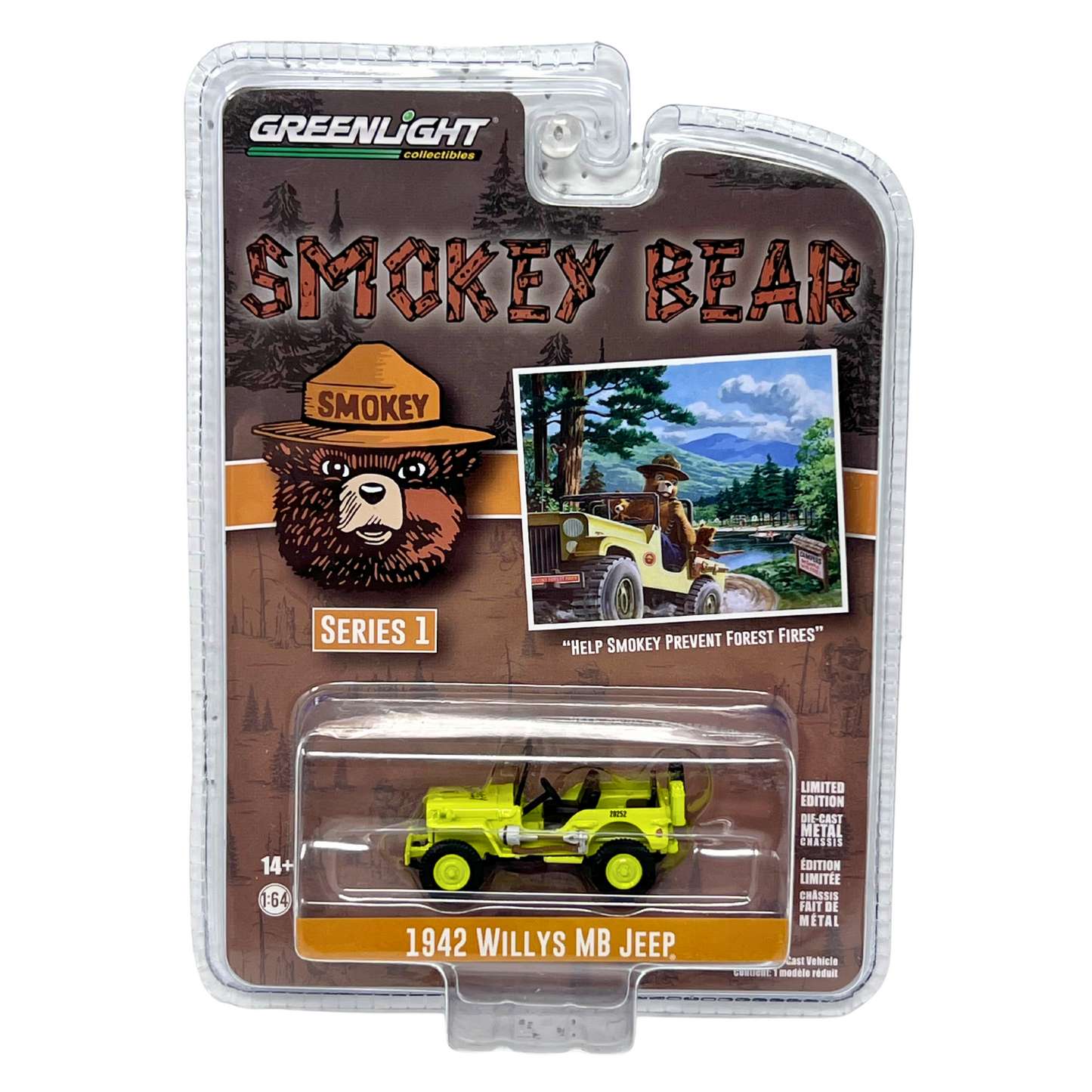 Greenlight Smokey Bear 1942 Willys MB Jeep 1:64 Diecast