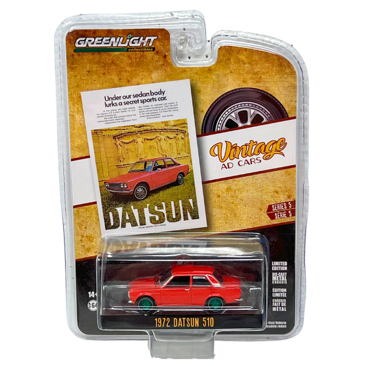 Greenlight Vintage AD Cars 1972 Datsun 510 GREEN MACHINE 1:64 Diecast