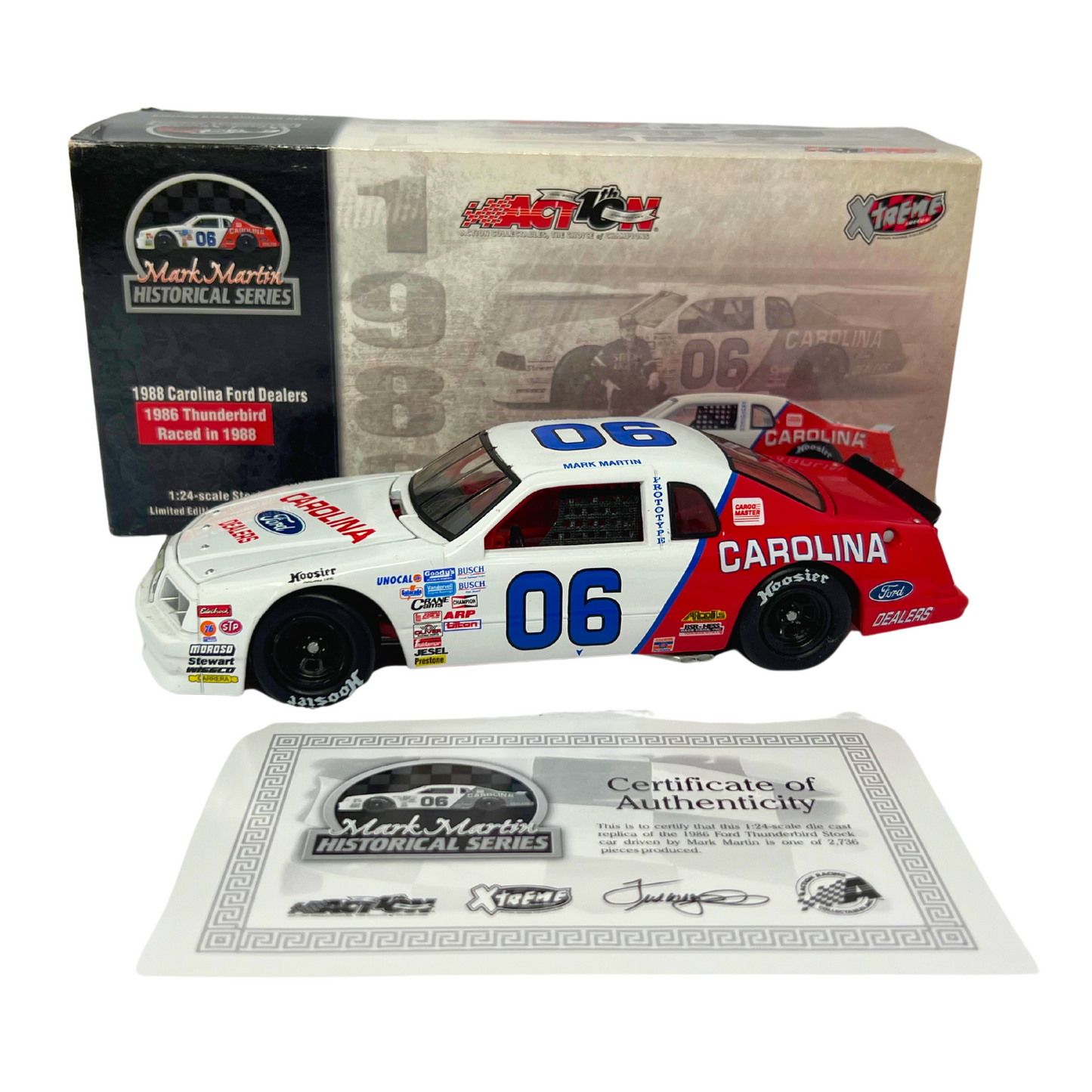 Action Nascar #6 Mark Martin Carolina 1986 Ford Thunderbird Extreme 1:24 Diecast