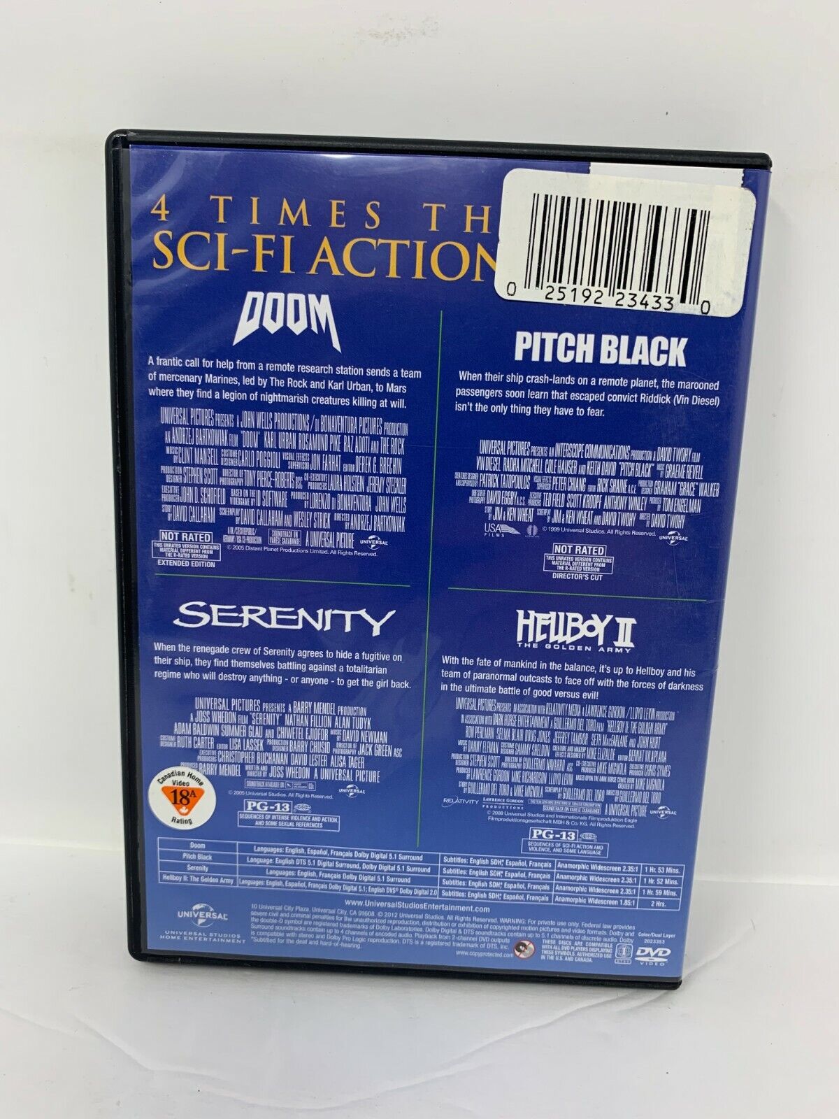 Doom / Pitch Black / Serenity / Hellboy (DVD) Collection Sci-Fi Good Condition!!