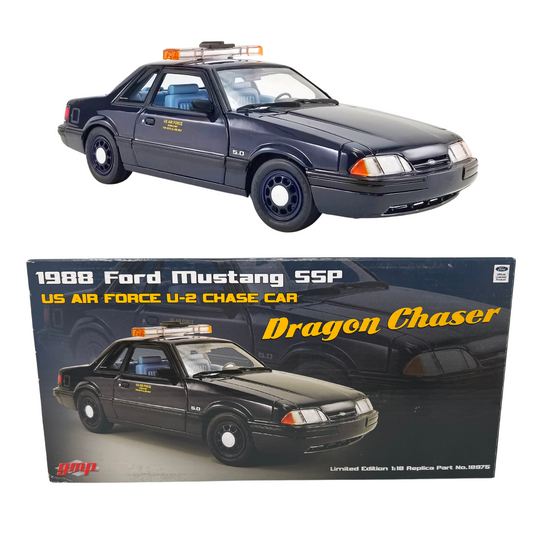 GMP 1988 Ford Mustang 5.0 SSP US Air Force U-Dragon Chaser Blue 1:18 Diecast