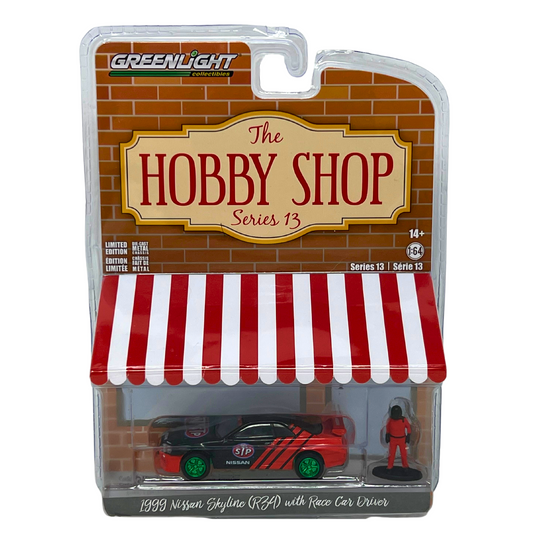 Greenlight The Hobby Shop 1999 Nissan Skyline (R34) Green Machine 1:64 Diecast