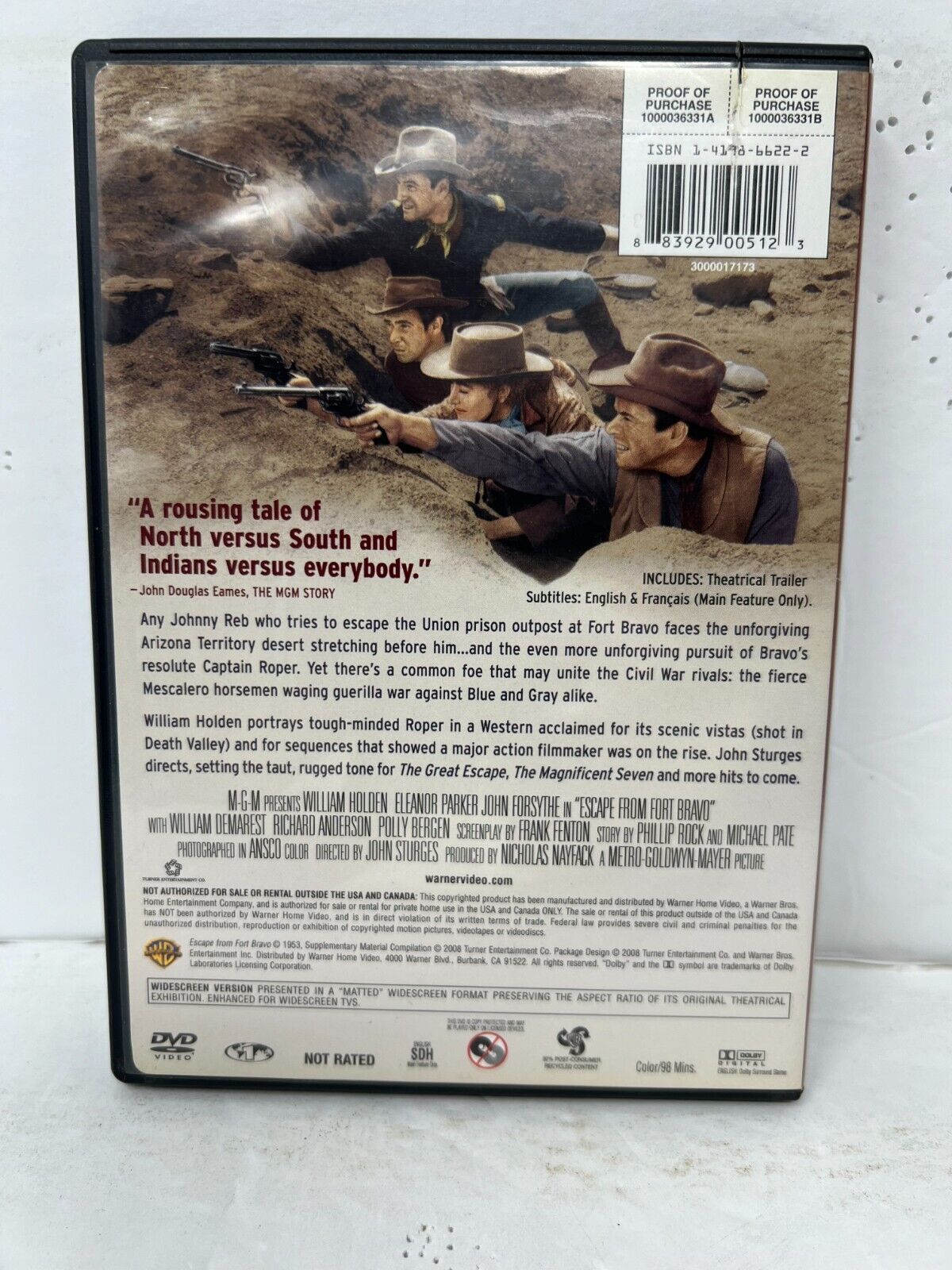 Escape from Fort Bravo (DVD) Western Good Condition!!!