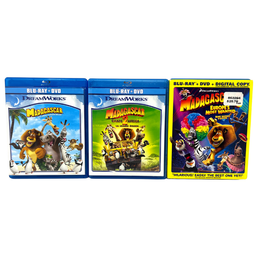 Madagascar 3-Movie Collection Trilogy (Blu-ray) Good Condition!!!