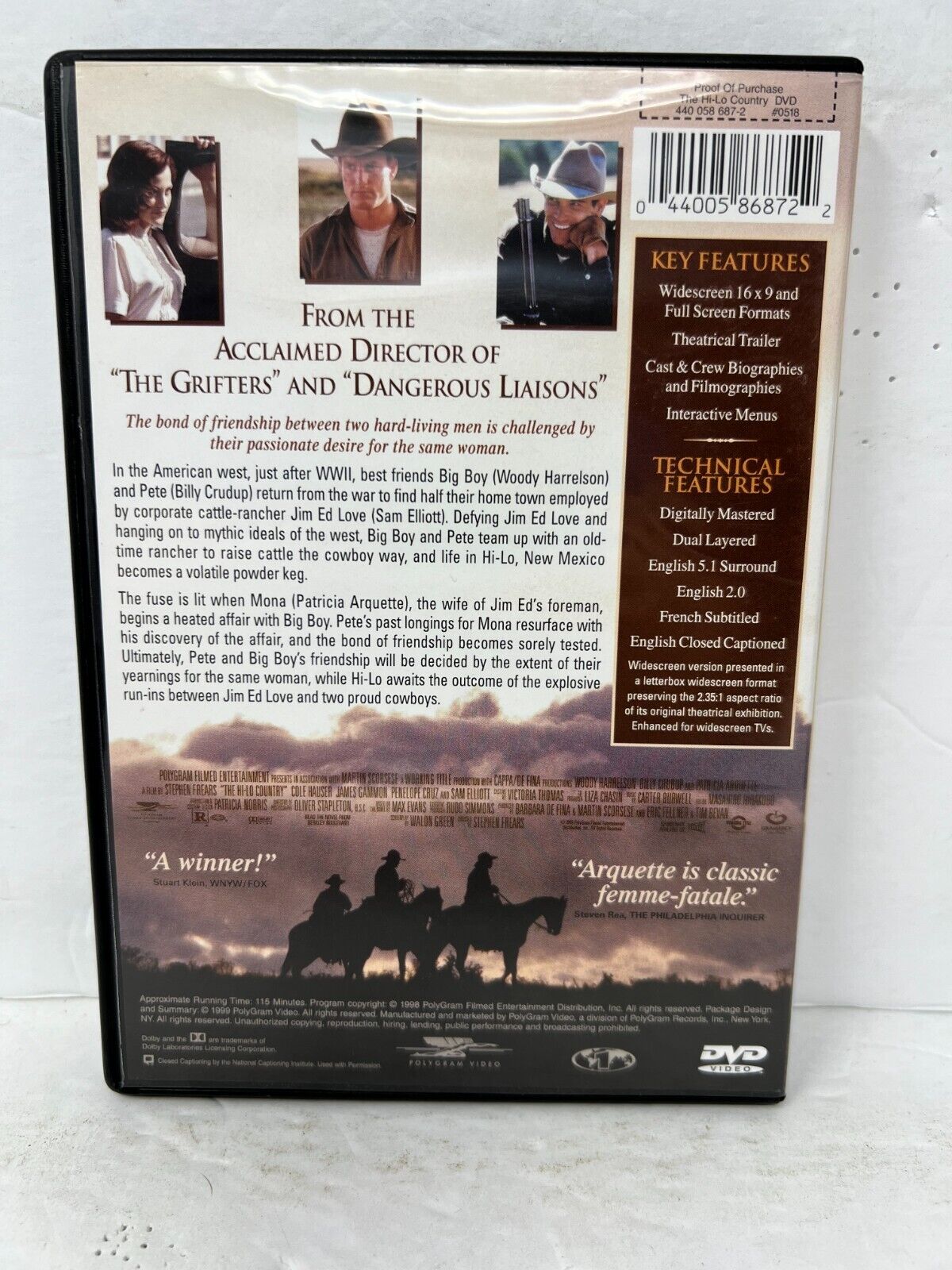 The Hi-Lo Country (DVD) Western Good Condition!!!