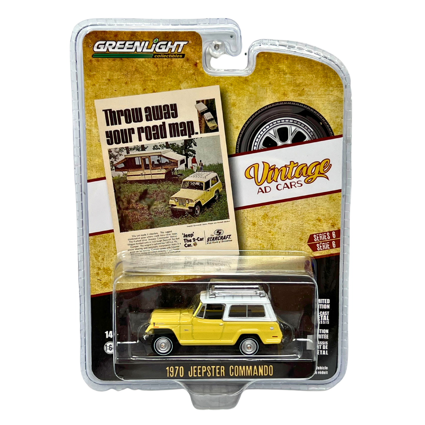 Greenlight Vintage Ad Cars 1970 Jeepster Commando 1:64 Diecast