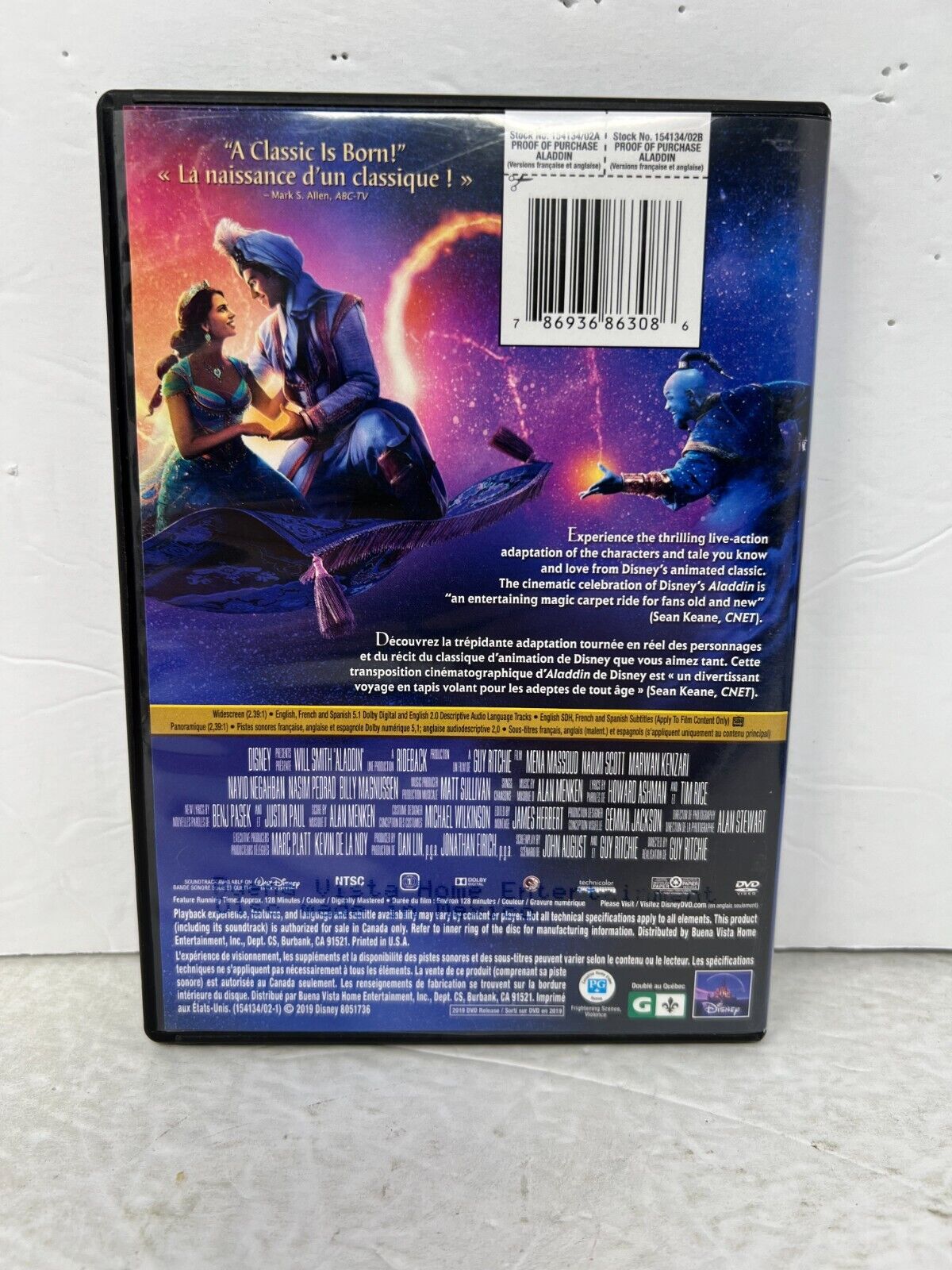 Disney Aladdin (DVD) Live Action Good Condition!!!