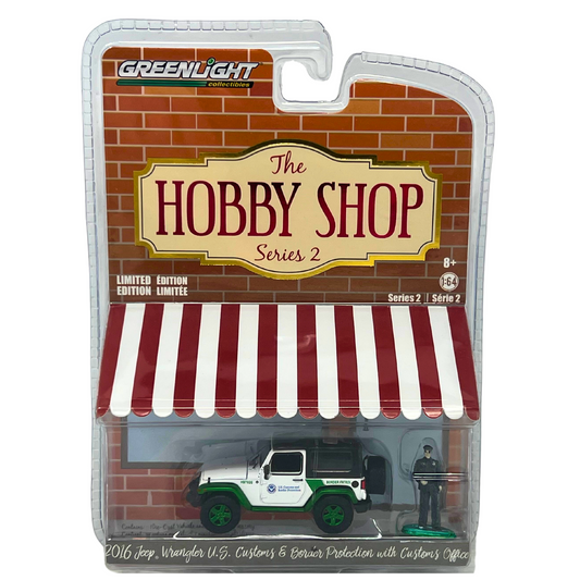 Greenlight Hobby Shop 2016 Jeep Wrangler U.S. Customs GREEN MACHINE 1:64 Diecast