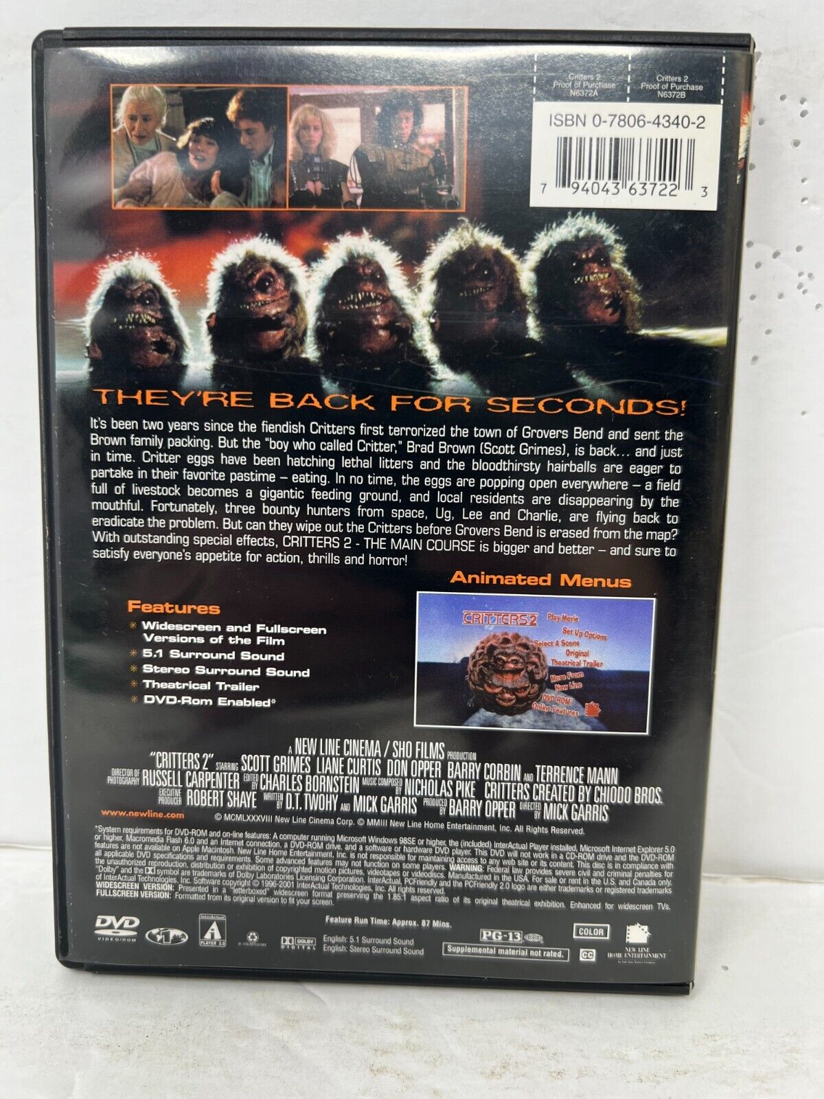 Critters 2: The Main Course (DVD) Horror Good Condition!!!