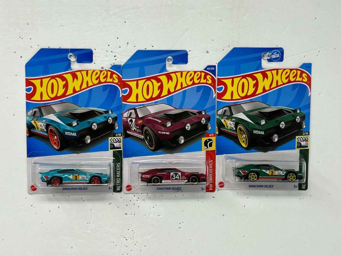 Hot Wheels Retro Racers Dimachinni Veloce Fantasy Cars 1:64 Diecast Lot of 3