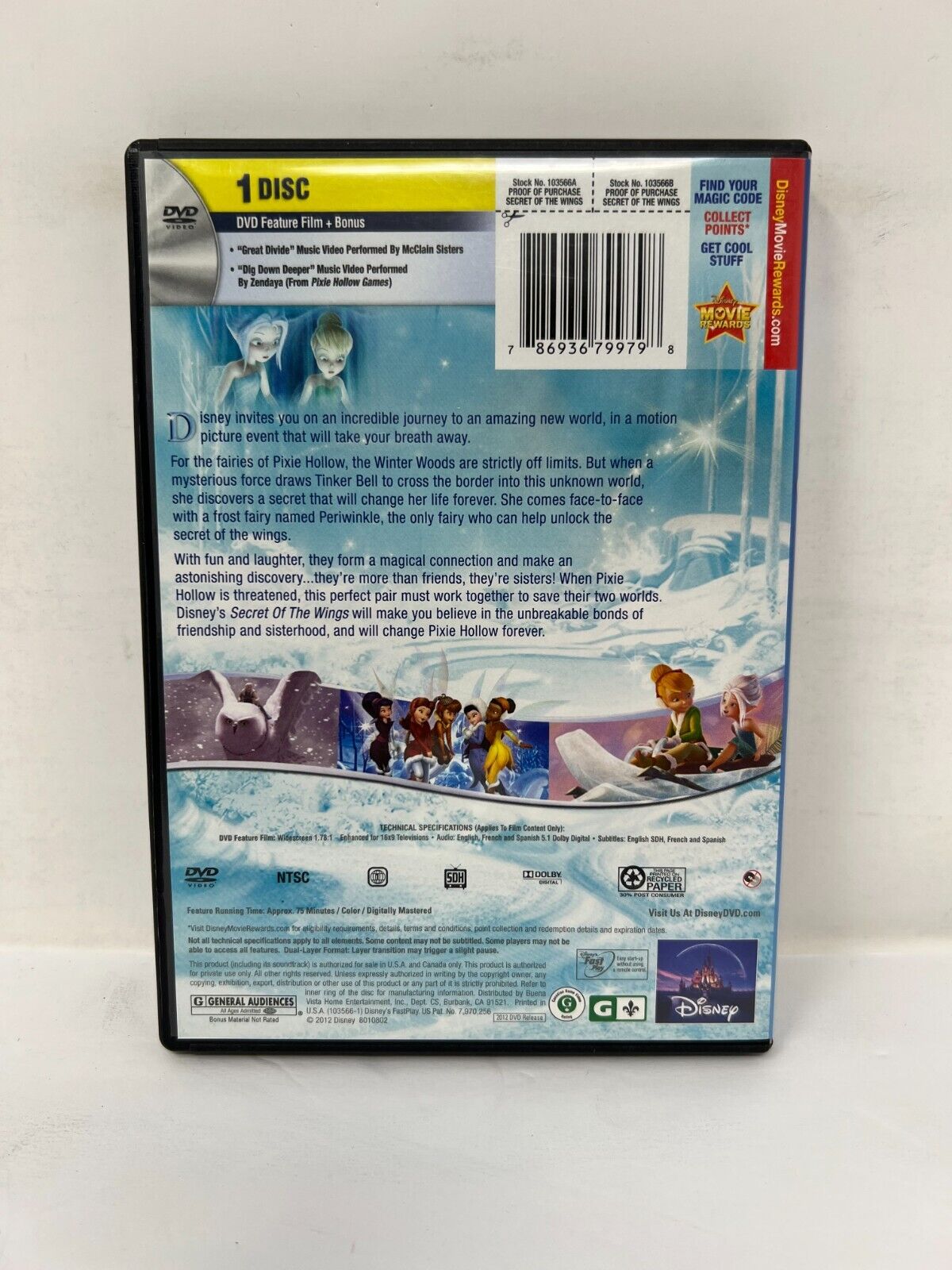 Disney Secret of the Wings (DVD) Tinker Bell Good Condition!!!