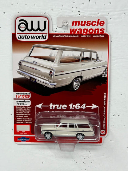 Auto World Modern Wagons 1963 Chevy II Nova 400 Wagon 1:64 Diecast Version A