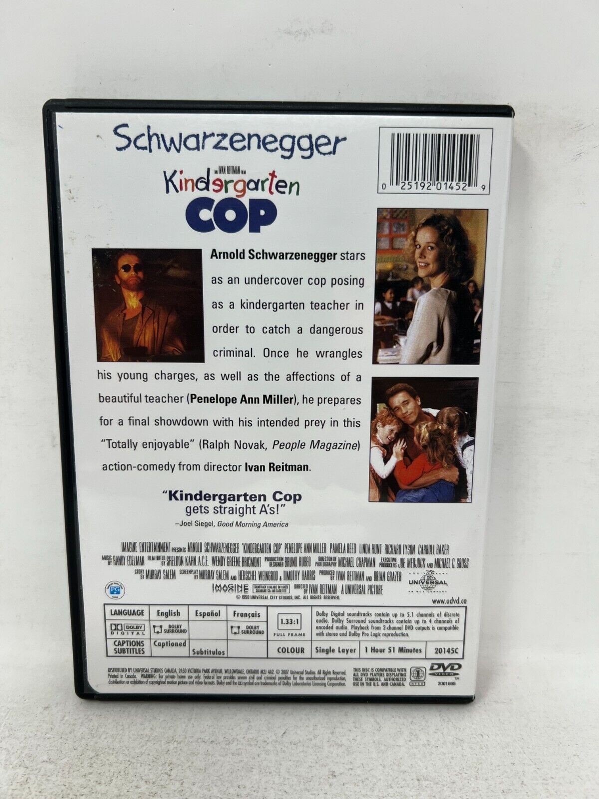 Kindergarten Cop (DVD) Arnold Schwarzenegger Action Comedy Movie Good Condition!