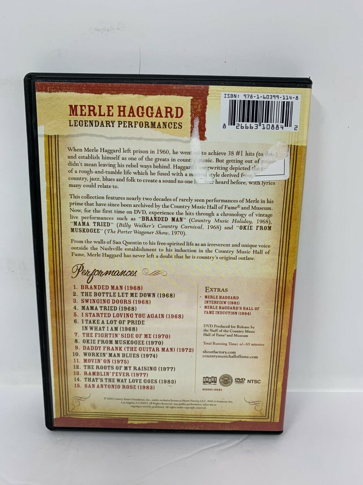 Merle Haggard Legendary Performances (DVD) Music Concert Good Condition!!!