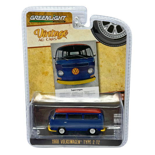 Greenlight Vintage AD Cars 1968 Volkswagen Type 2 T2 1:64 Diecast