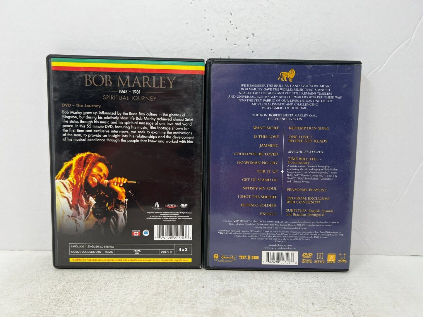 Bob Marley (DVD) Wailers Spiritual Journey Music Concert Lot of 2 Good Condition