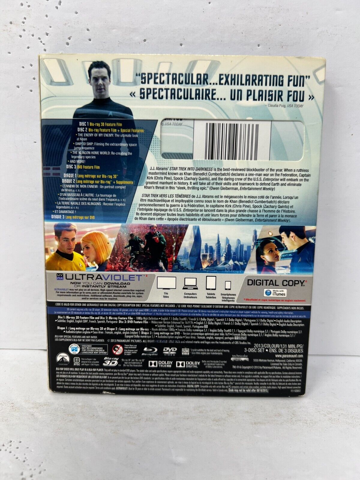 Star Trek Into Darkness (Blu-ray 3D) Sci-Fi Good Condition!!!