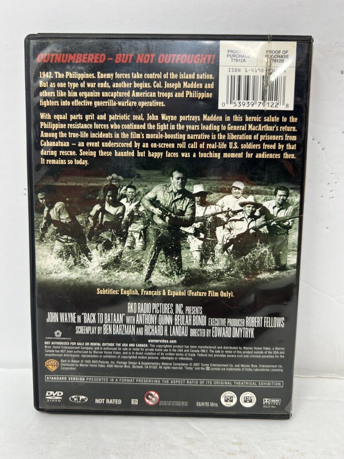 Back to Bataan (DVD) War Good Condition!!!