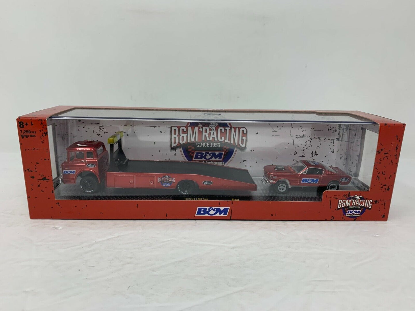 M2 Machines B&M Racing Ford C-600 Truck & 1966 Mustang 1:64 Auto-Haulers Diecast