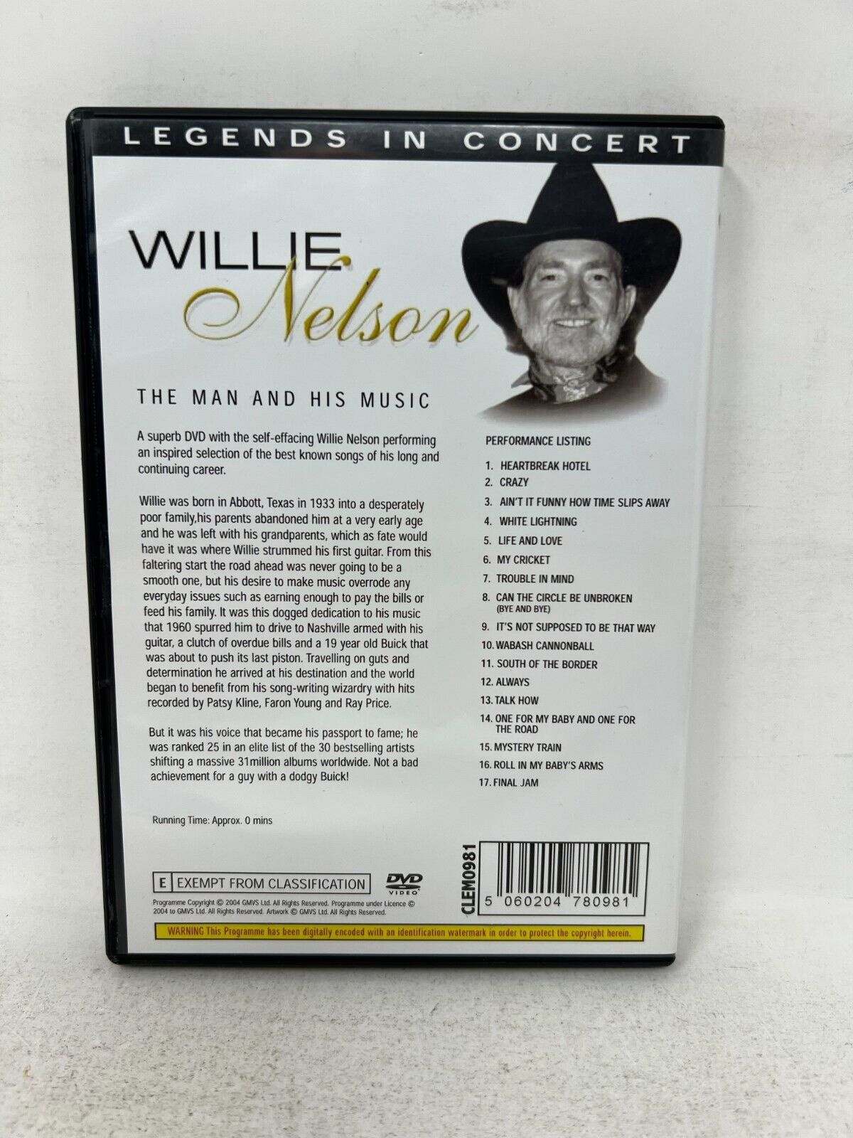 Willie Nelson The Man and his Music (DVD) Music Concert Good Condition!!