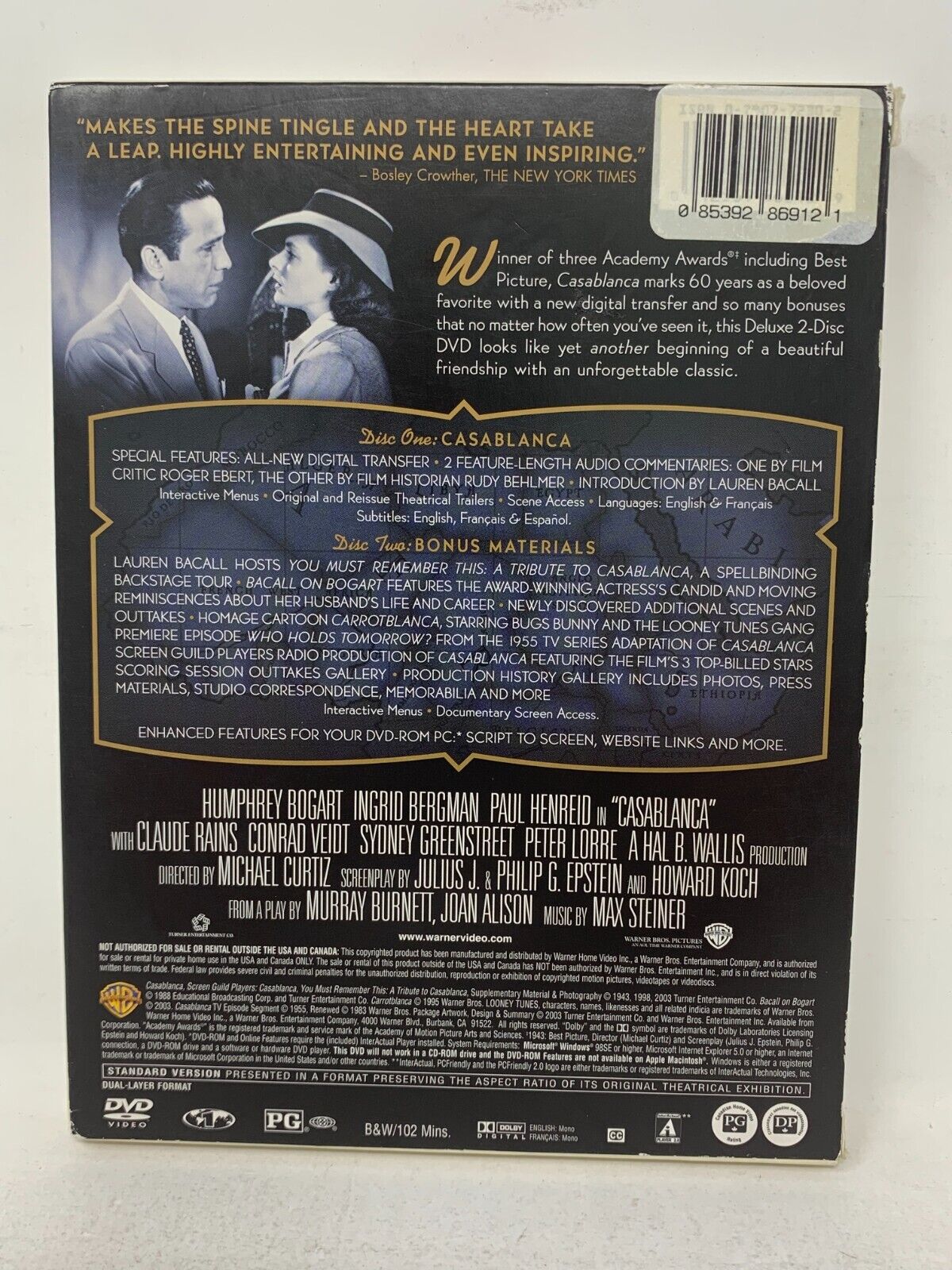 Casablanca (DVD) Drama Romance Good Condition!