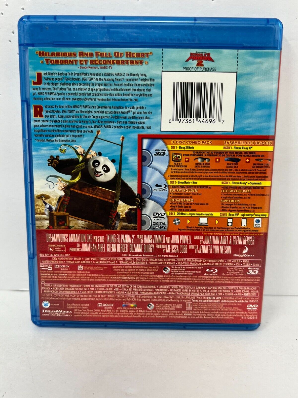 Kung Fu Panda 2 (Blu-ray 3D) Kids Cartoon Good Condition!!!