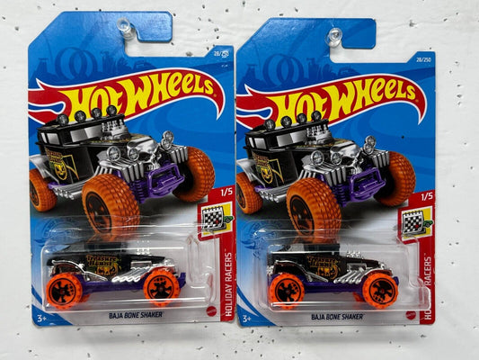 Hot Wheels HW Treasure Hunt Bone Shaker Holiday Racers Diecast 1:64 Lot of 2