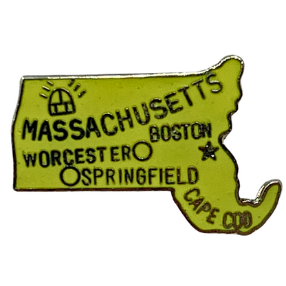 Massachusetts State Map Souvenir Cities & States Lapel Pin P1